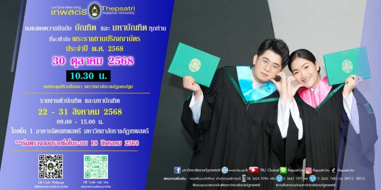 ประชาสัมพันธ์ รายชื่อ/กำหนดการวันรับรายงานตัวบัณฑิต และมหาบัณฑิต ประจำปี 2568